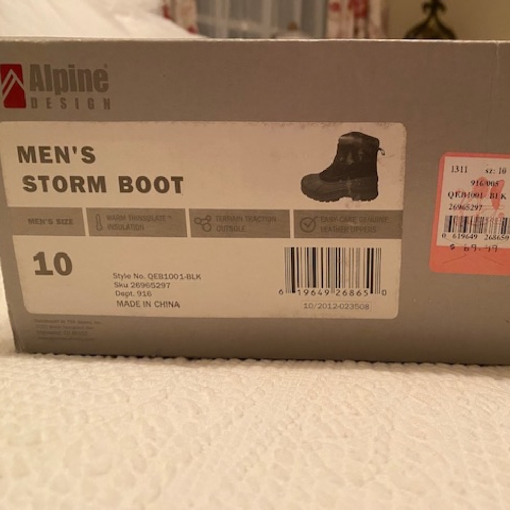 Men's size 10 black storm boots